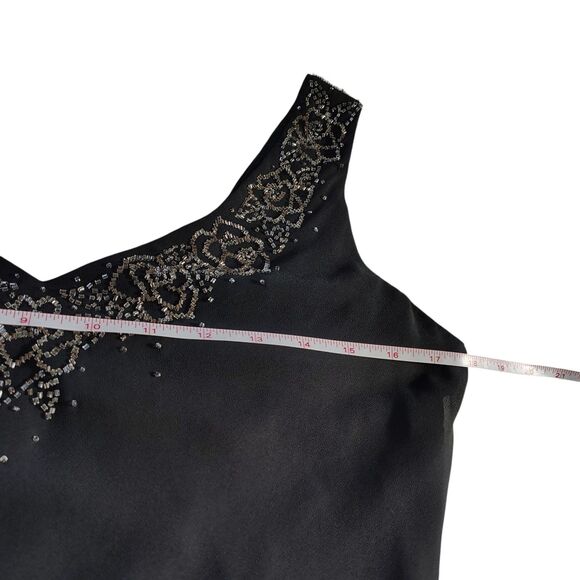 Womens Black Beaded Evening Dress Size 10 Asymmetrical Hem Romantic Fairy Whimsi - Picture 9 of 11